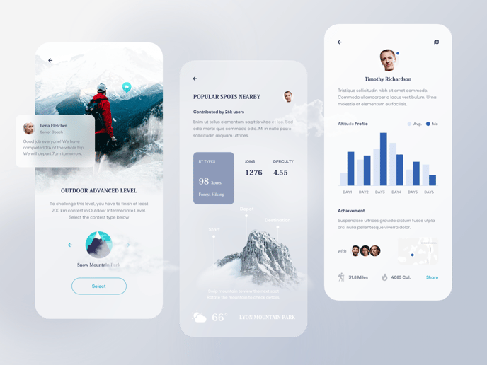 21 Dazzling Examples of Mobile App UI Design to Inspire You in 2022 -  climber contest app