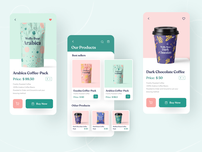 21 inspirujących projektów UI aplikacji mobilnych na 2022 rok - wolly bear coffee