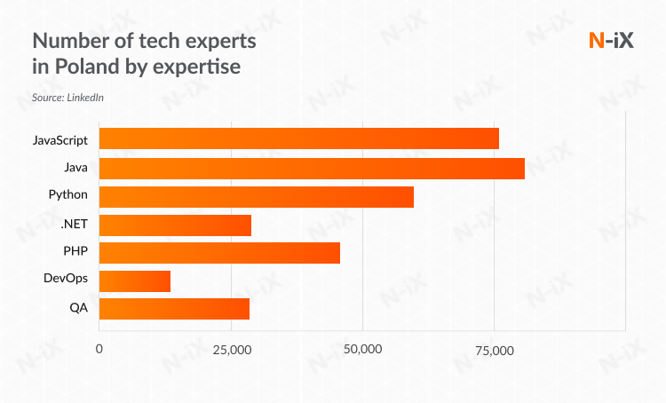 Hiring Software Developers From Poland - number of tech experts