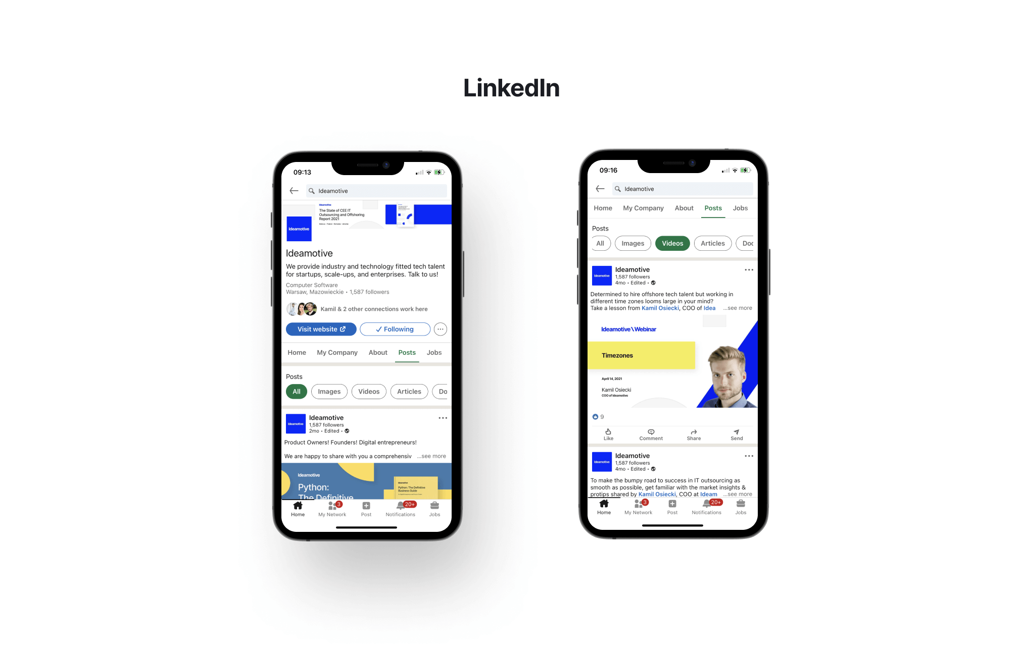 React Native vs. Swift – mockup LinkedIn