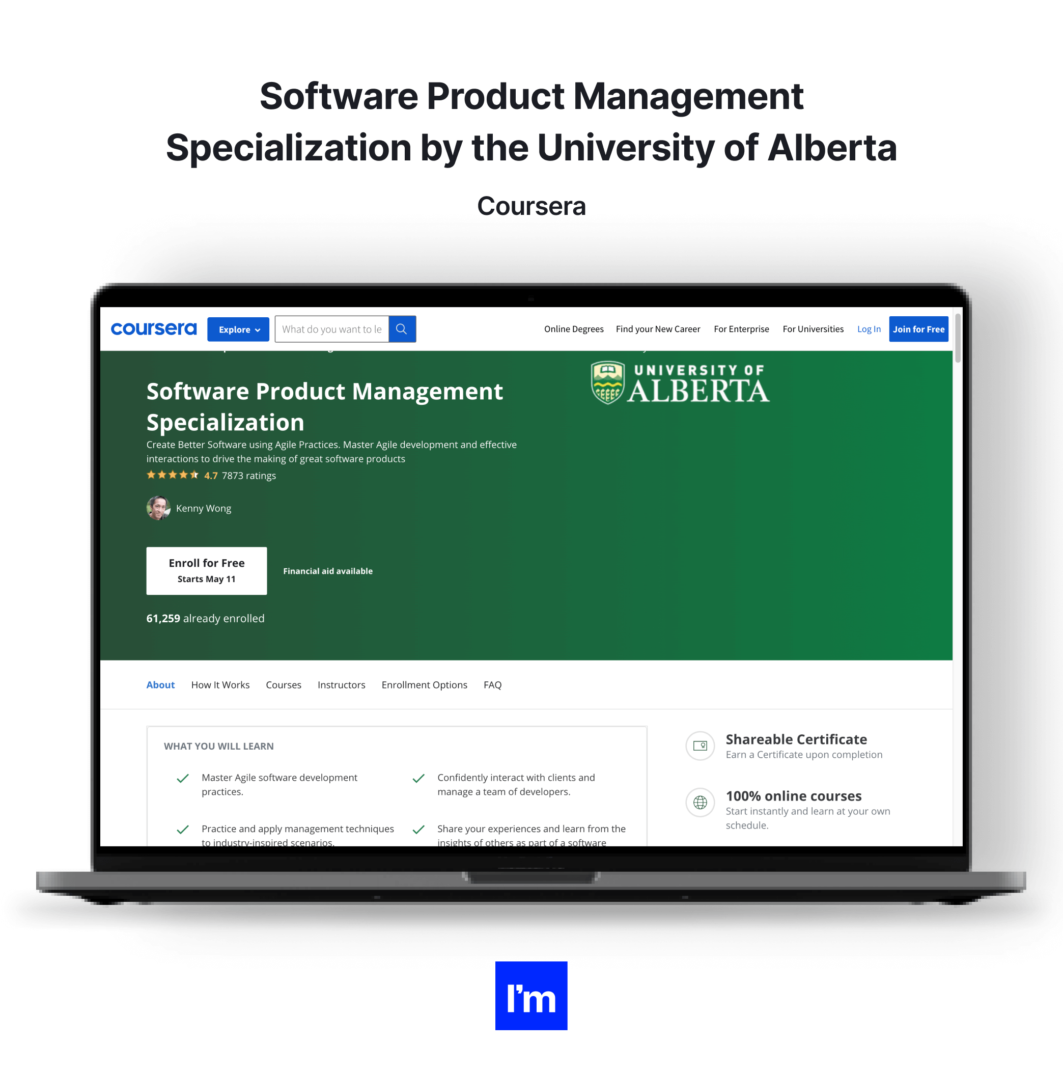 Top 10 Product Management Certification Programs - Software Product Management Specialization by the University of Alberta