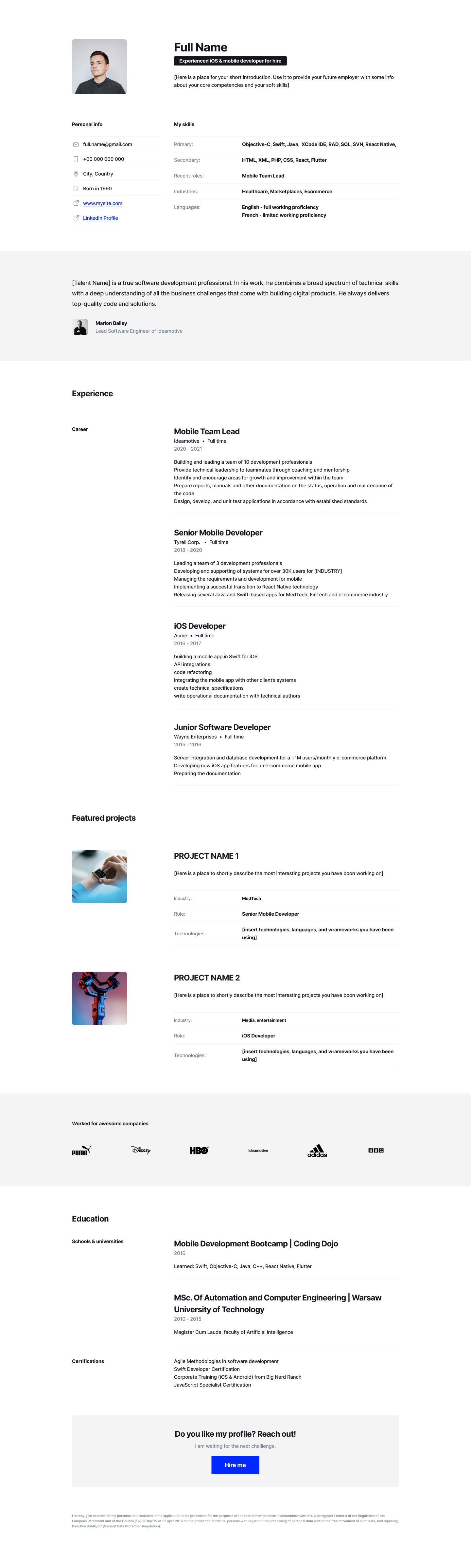 IOS DEVELOPER RESUME