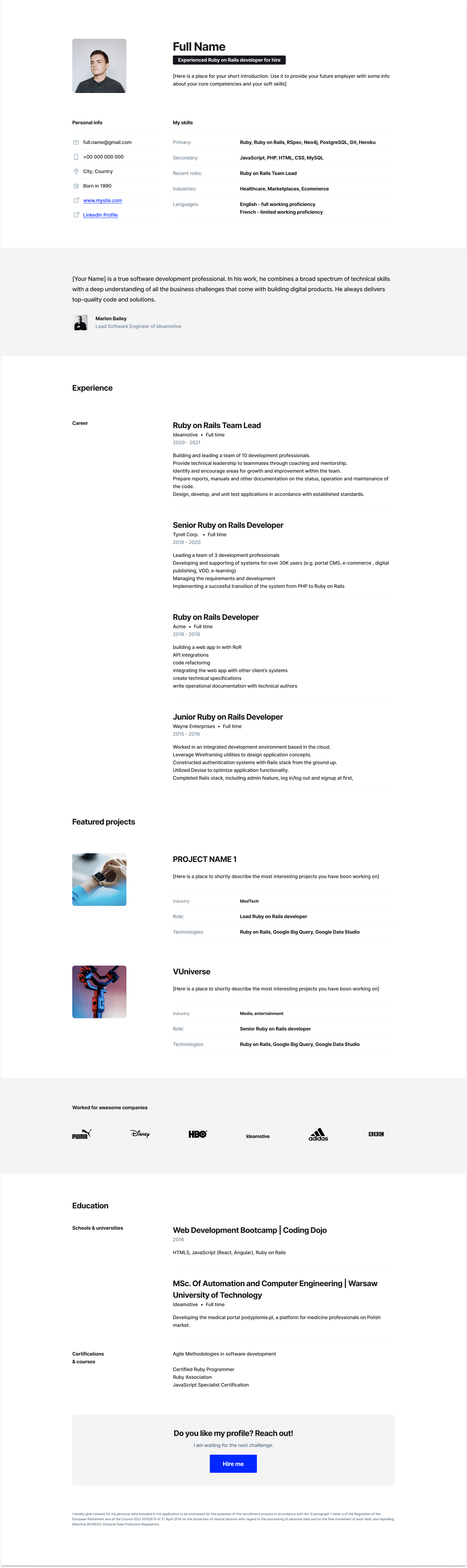 RUBY ON RAILS DEVELOPER RESUME (1)